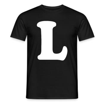 Imprimé grand style L | Point L | L Logo - T-shirt homme - noir - Devant - AI Model Male 178 light (178cm)