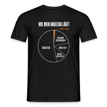 Wie mein Angeltag läuft Lustiges Angler Motiv mit - Männer T-Shirt - Schwarz - Vorne - AI Model Male 178 light (178cm)