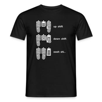Schaltgetriebe: Hochschalten, Runterschalten, Oooh Shi.. - Männer T-Shirt - Schwarz - Vorne - AI Model Male 178 light (178cm)