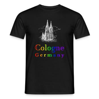 Kölner Dom Regenbogen Print - Männer T-Shirt - Schwarz - Vorne - AI Model Male 178 light (178cm)