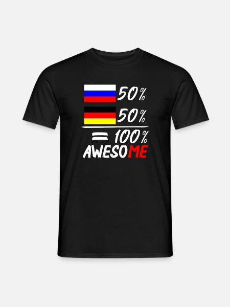 50% Russisch 50% Deutsch - Männer T-Shirt - Schwarz