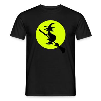 witch and full moon - Men's T-Shirt - black - Front - AI Model Male 178 light (178cm)