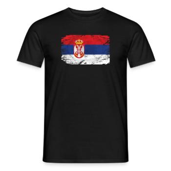 Serbia Flag - Vintage Look - Männer T-Shirt - Schwarz - Vorne - AI Model Male 178 light (178cm)