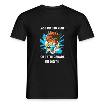 Lass mich in Ruhe, ich rette gerade die Welt!!! - Männer T-Shirt - Schwarz - Vorne - AI Model Male 178 light (178cm)