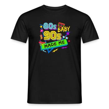 80s Retro Vintage Costume Carnaval 80's - T-shirt homme - noir - Devant - AI Model Male 178 light (178cm)