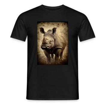 Vintage Fotografie eines Nashorns - Männer T-Shirt - Schwarz - Vorne - AI Model Male 178 light (178cm)