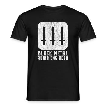 Black Metal Audio Engineer - Inverted Crosses - Men's T-Shirt - black - Front - AI Model Male 178 light (178cm)