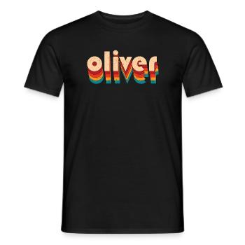 Retro Oliver Name - Men's T-Shirt - black - Front - AI Model Male 178 light (178cm)
