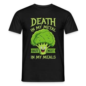 Death in my metal but not in my meals - Vegan - Men's T-Shirt - black - Front - AI Model Male 178 light (178cm)