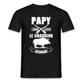 Papy de légende et chasseur humour pour mon papy - T-shirt homme - noir - Devant - AI Model Male 178 light (178cm)