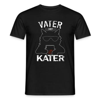 Vater mit Kater - Männer T-Shirt - Schwarz - Vorne - AI Model Male 178 light (178cm)