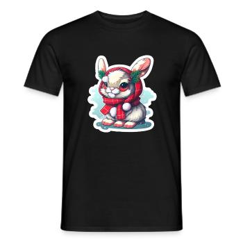 Lapin de Noël avec chapeau et foulard - T-shirt homme - noir - Devant - AI Model Male 178 light (178cm)