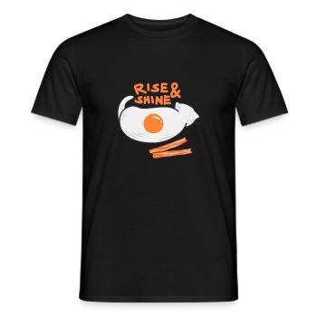 Rise and Shine Cat Cat funny egg style - Men's T-Shirt - black - Front - AI Model Male 178 light (178cm)