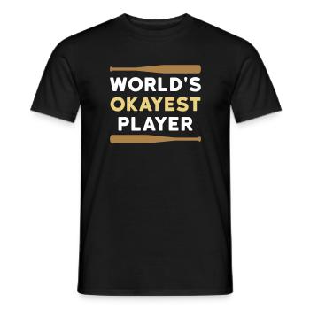 World's okayest player (two baseball bats) - Men's T-Shirt - black - Front - AI Model Male 178 light (178cm)