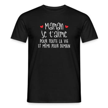 Maman je t'aime - Mère - Bébé - Naissance - Amour - T-shirt homme - noir - Devant - AI Model Male 178 light (178cm)