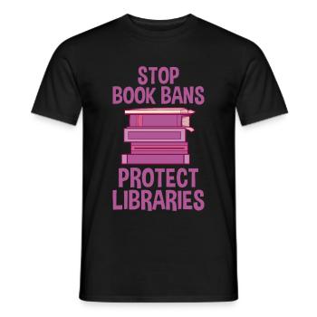 Stop Book Bans Protect Libraries 2 - Men's T-Shirt - black - Front - AI Model Male 178 light (178cm)