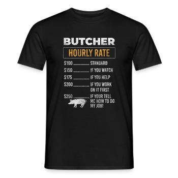 Butcher grilling work - Men's T-Shirt - black - Front - AI Model Male 178 light (178cm)