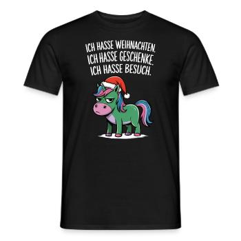 Ich hasse Weihnachten Geschenke Einhorn Lustig - Männer T-Shirt - Schwarz - Vorne - AI Model Male 178 light (178cm)