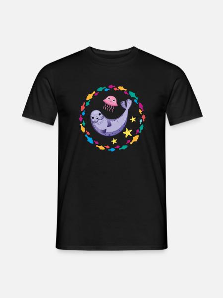 Funny seal funny seal - Men's T-Shirt - black