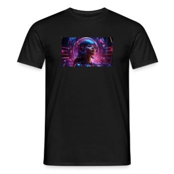 Frau in der Zukunft mit Glashelm - Männer T-Shirt - Schwarz - Vorne - AI Model Male 178 light (178cm)