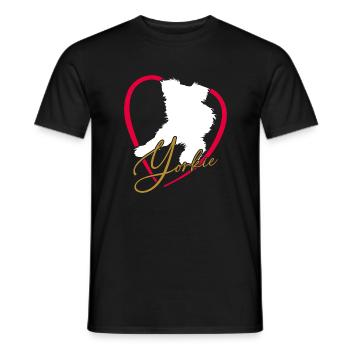 Yorkie en grand cœur rouge Yorkshire Terrier - T-shirt homme - noir - Devant - AI Model Male 178 light (178cm)