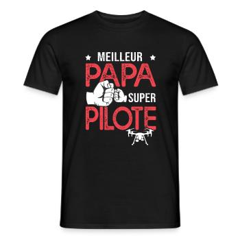 Cadeau papa meilleur papa pilote de drone - T-shirt homme - noir - Devant - AI Model Male 178 light (178cm)