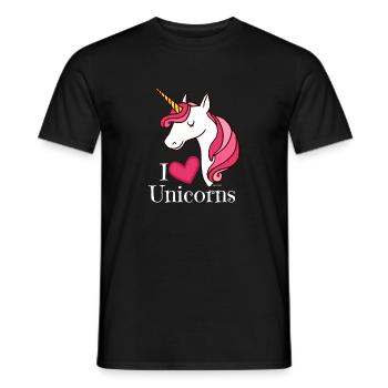 I Love Unicorns T Shirt - Heart Tee in White - Men's T-Shirt - black - Front - AI Model Male 178 light (178cm)