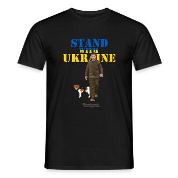 Ukraine Zelensky Patron Stand with Ukraine - Men's T-Shirt - black - Front - AI Model Male 178 light (178cm)