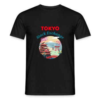 Bourse de Tokyo - Bourse, Négociation - T-shirt homme - noir - Devant - AI Model Male 178 light (178cm)