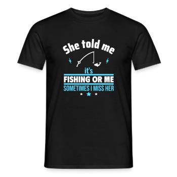 Elle a dit, la pêche ou moi, drôle de pêche - T-shirt homme - noir - Devant - AI Model Male 178 light (178cm)