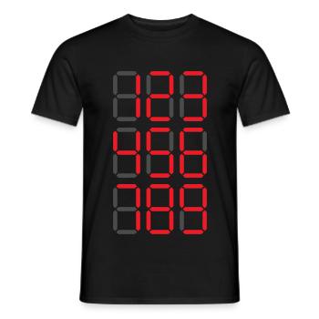 Chiffres numériques de 1 à 9 en rouge sur noir - T-shirt homme - noir - Devant - AI Model Male 178 light (178cm)