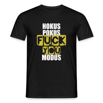hokuspokus fuck you modus - Men's T-Shirt - black - Front - AI Model Male 178 light (178cm)