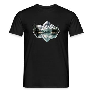 Beautiful landscape with mountains, gift hiking - Men's T-Shirt - black - Front - AI Model Male 178 light (178cm)