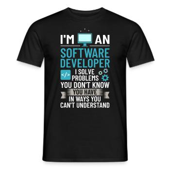 Software Development Software Developer Developer - Men's T-Shirt - black - Front - AI Model Male 178 light (178cm)