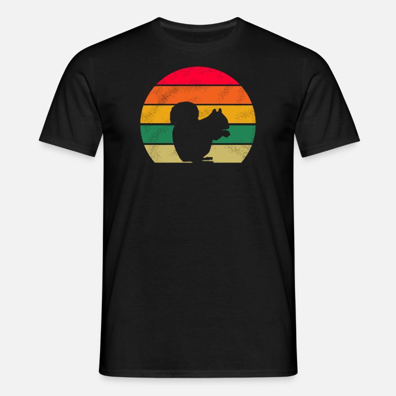 Waldbewohner Nagetier Retro Eichhörnchen - Männer T-Shirt - Schwarz