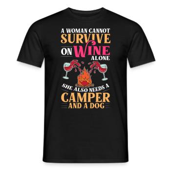 Camping Wine Drinker Beginner Camper Hiking - Men's T-Shirt - black - Front - AI Model Male 178 light (178cm)