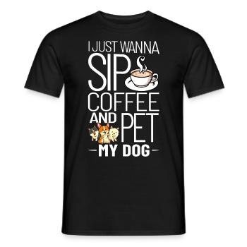 Cafetière Chien Machine Puppy Cup Grains - T-shirt homme - noir - Devant - AI Model Male 178 light (178cm)