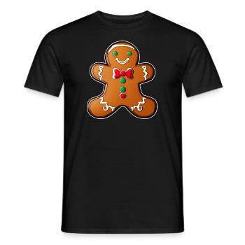 Cute gingerbread man - Men's T-Shirt - black - Front - AI Model Male 178 light (178cm)