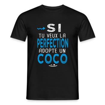 la perfection adopte un Coco Cadeau Corentin - T-shirt homme - noir - Devant - AI Model Male 178 light (178cm)
