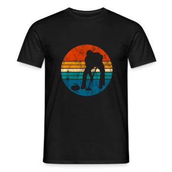 Eis Curling Curler Eisstockschießen Retro Geschenk - Männer T-Shirt - Schwarz - Vorne - AI Model Male 178 light (178cm)