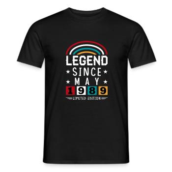1989 Legend Since Birthday Gift May - Men's T-Shirt - black - Front - AI Model Male 178 light (178cm)