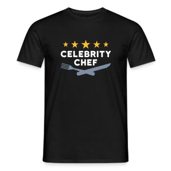 Celebrity chef (fünf Sterne, Gabel, Messer) - Männer T-Shirt - Schwarz - Vorne - AI Model Male 178 light (178cm)