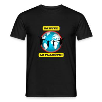 SAUVEZ LA PLANÈTE - T-shirt homme - noir - Devant - AI Model Male 178 light (178cm)