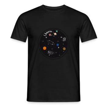 Universe - Stars - Planets - Space - Men's T-Shirt - black - Front - AI Model Male 178 light (178cm)