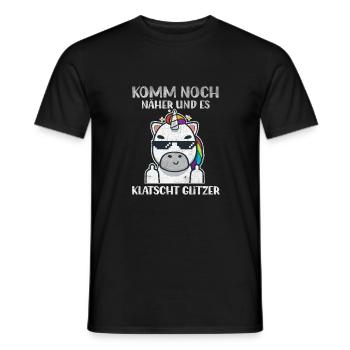 Komm Noch Näher & Es Klatscht Glitzer Mittelfinger - Männer T-Shirt - Schwarz - Vorne - AI Model Male 178 light (178cm)