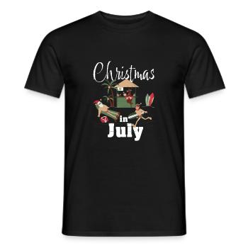 Christmas In July Santa Hat Sunglasses Summer - Men's T-Shirt - black - Front - AI Model Male 178 light (178cm)