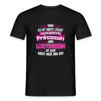 LOKFÜHRERIN - gleichzeitig Prinzessin - Männer T-Shirt - Schwarz - Vorne - AI Model Male 178 light (178cm)
