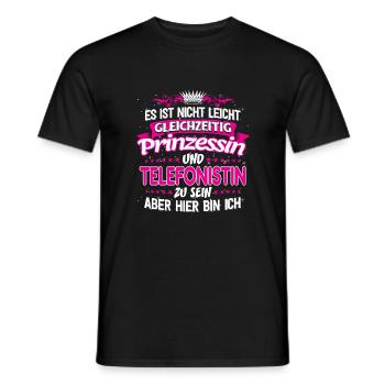 TELEFONISTIN - gleichzeitig Prinzessin - Männer T-Shirt - Schwarz - Vorne - AI Model Male 178 light (178cm)