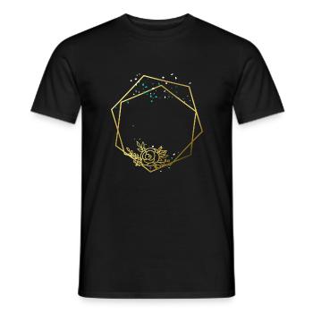 Frame Gold Rose Abstract Hexagon Hexagon - Men's T-Shirt - black - Front - AI Model Male 178 light (178cm)