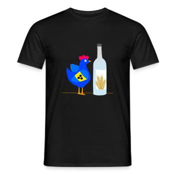 Auch ein blindes Huhn findet 1 Korn Blau - Männer T-Shirt - Schwarz - Vorne - AI Model Male 178 light (178cm)